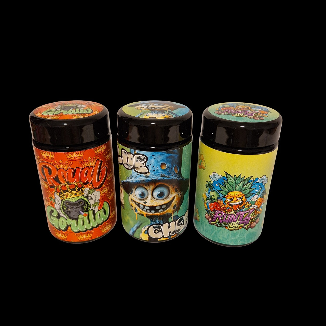 Designte 200ml Miron Gläser mit verschiedenen Designs, bunt.