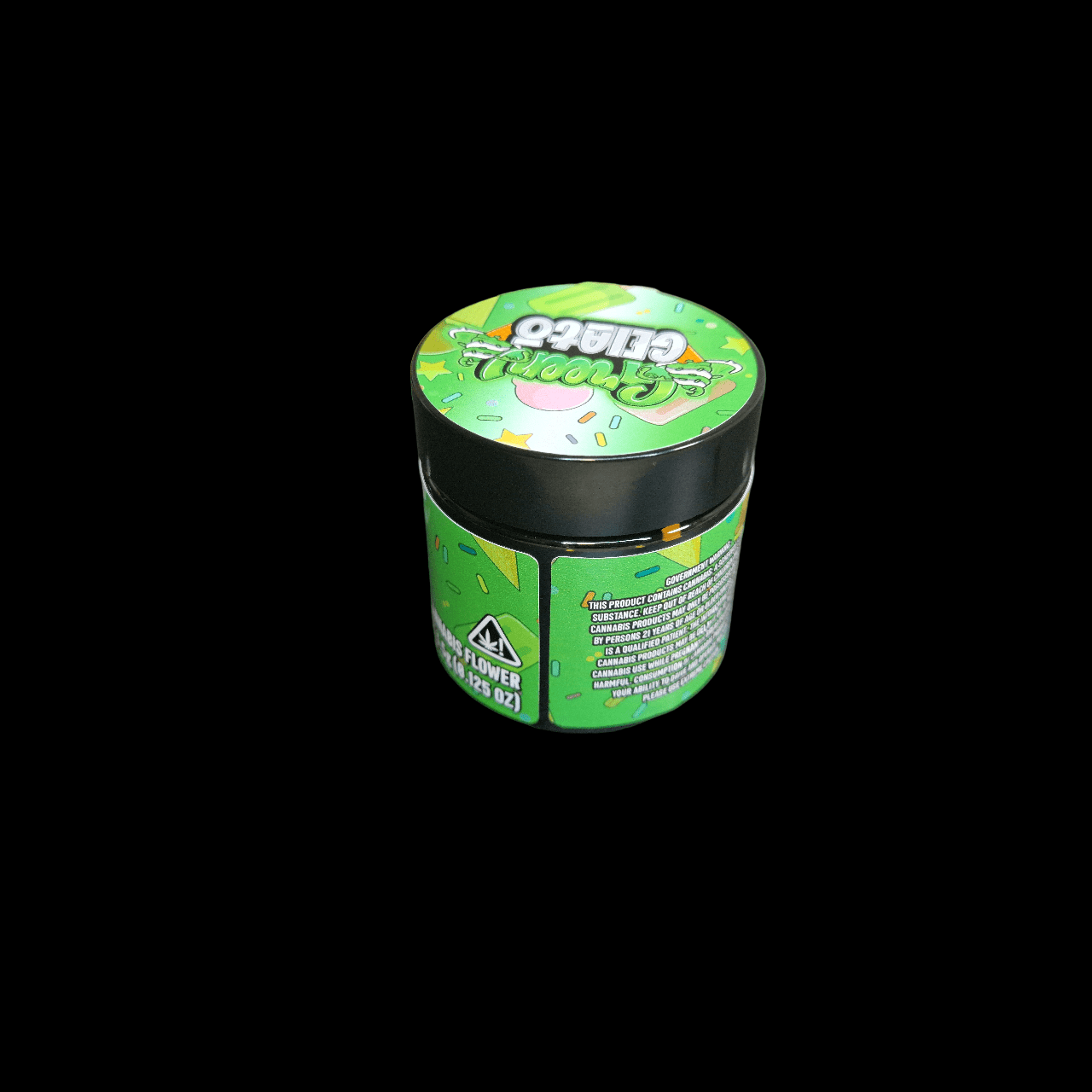 Designtes Glas 60ml (3,5g) mit Labels - Green Gelato