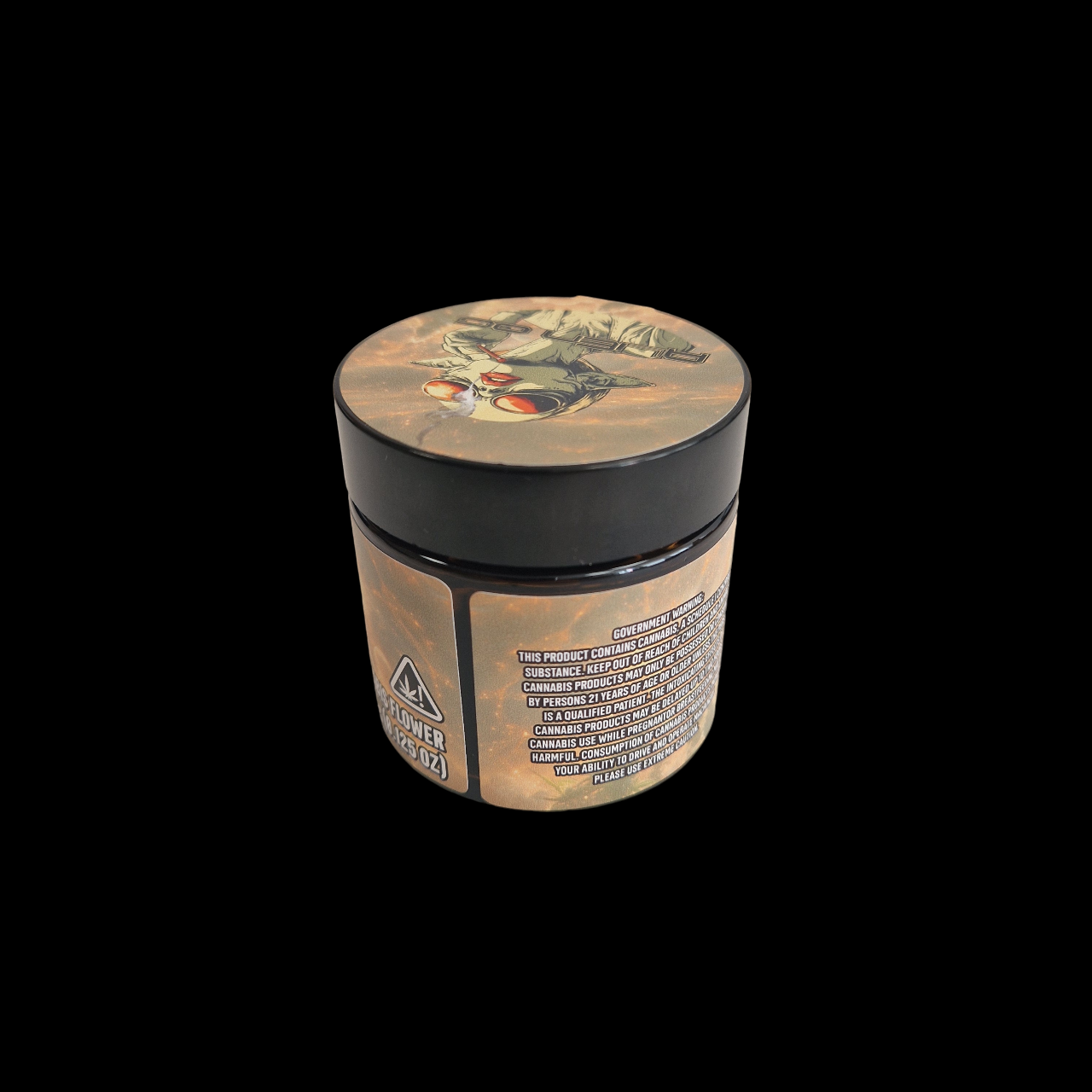 60ml Braunglas mit Alien OG Design – dekoratives Glas mit Etikett