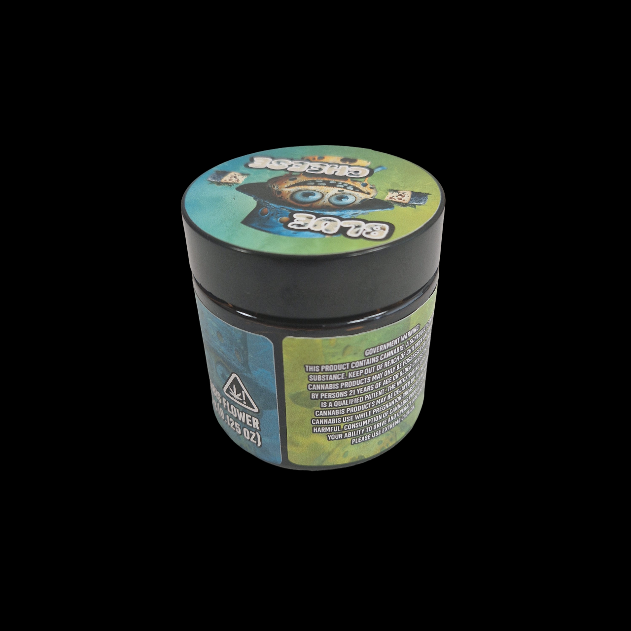 60ml Braunglas mit Blue Cheese Design – dekoratives Glas mit Etikett