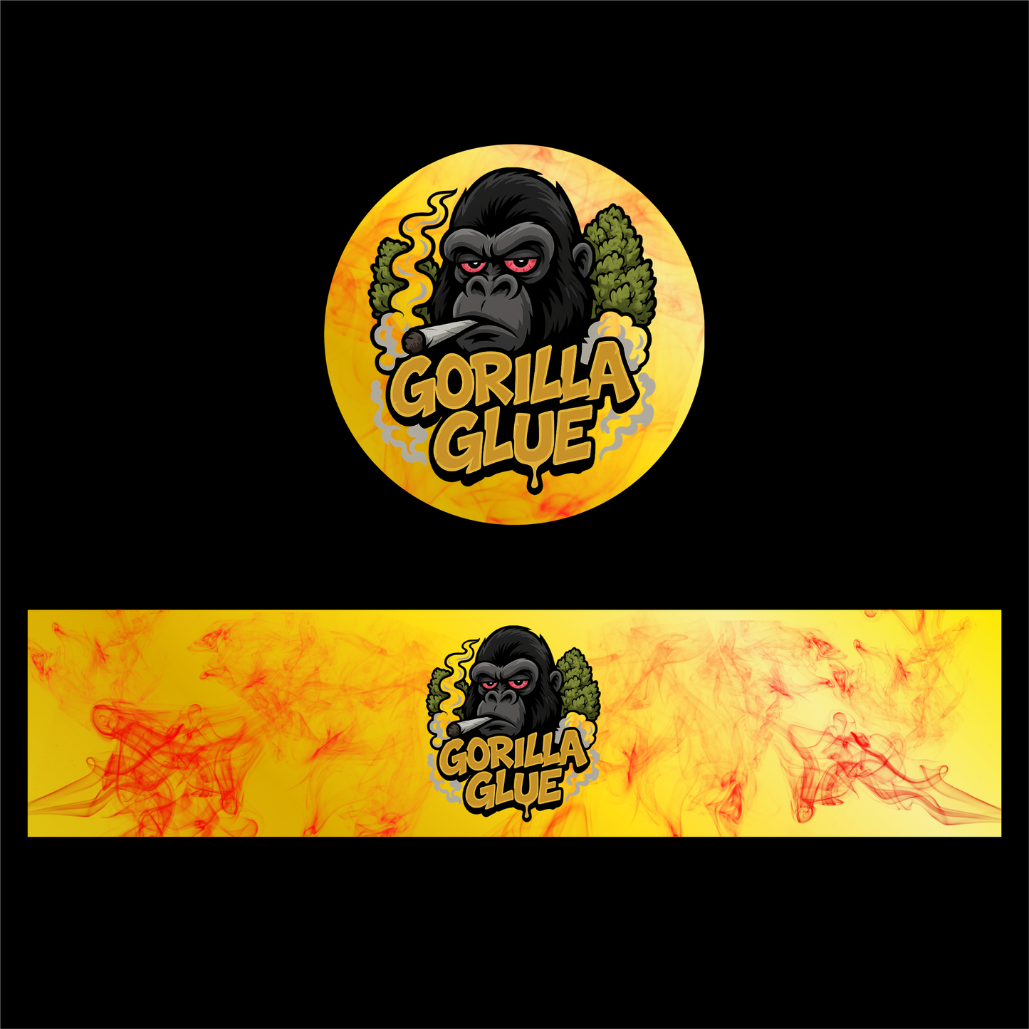 Designte 5ml Miron Gläser mit verschiedenen Designs, gelb rotes Gorilla Glue Design mit einem Gorilla